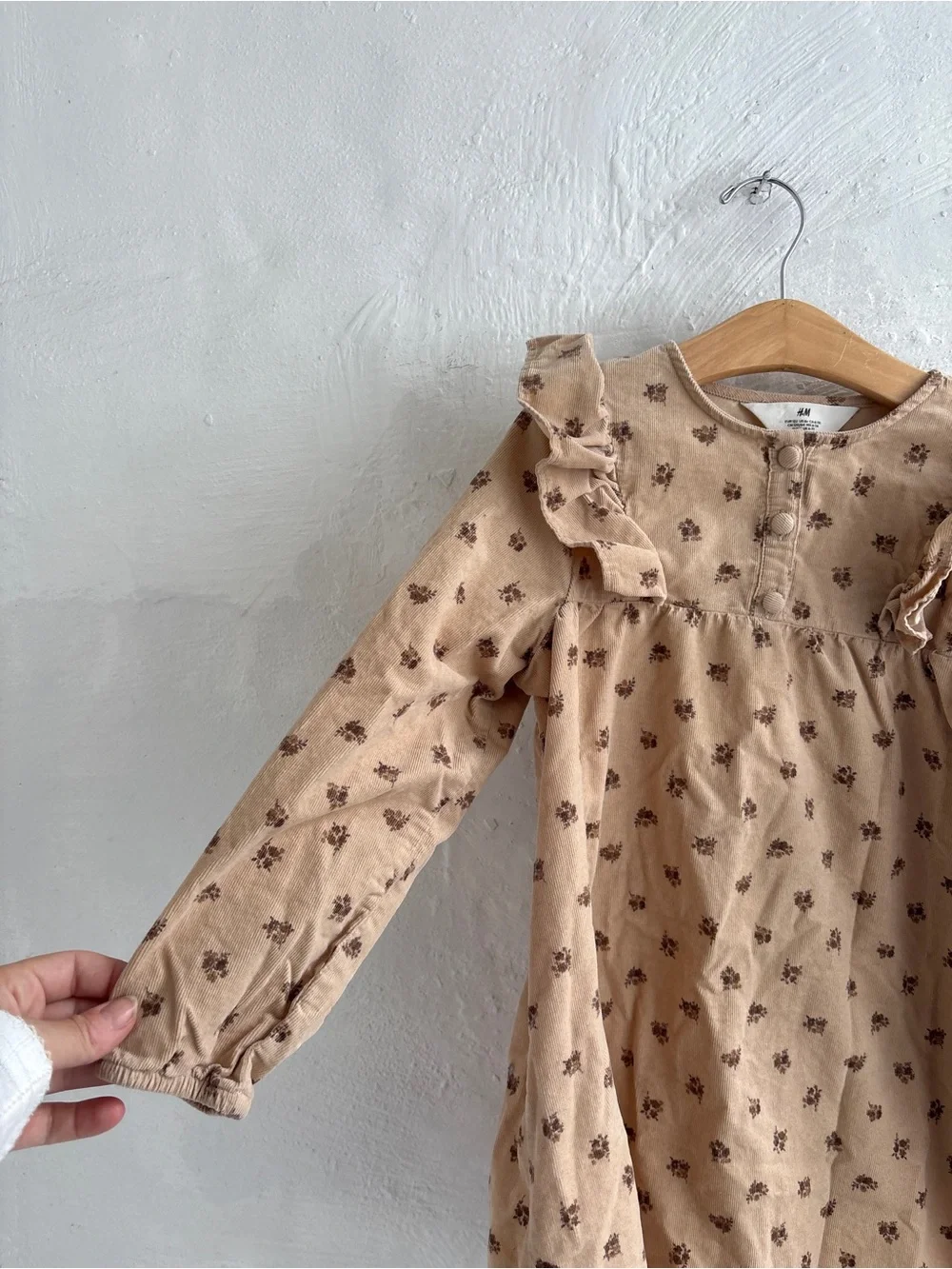 H&M corduroy style floral dress girls size 6x